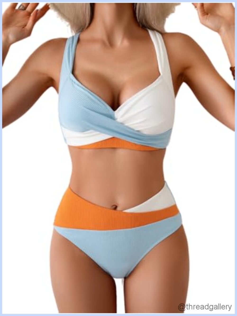 Women's Two Piece Bikini Set Mid Rise Tie Back Swimwear Push Up Bathing Suit